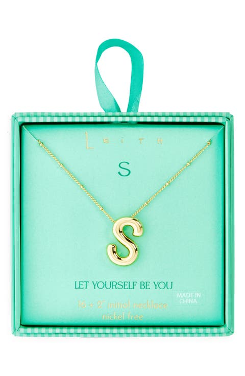 3D Initial Pendant Necklace