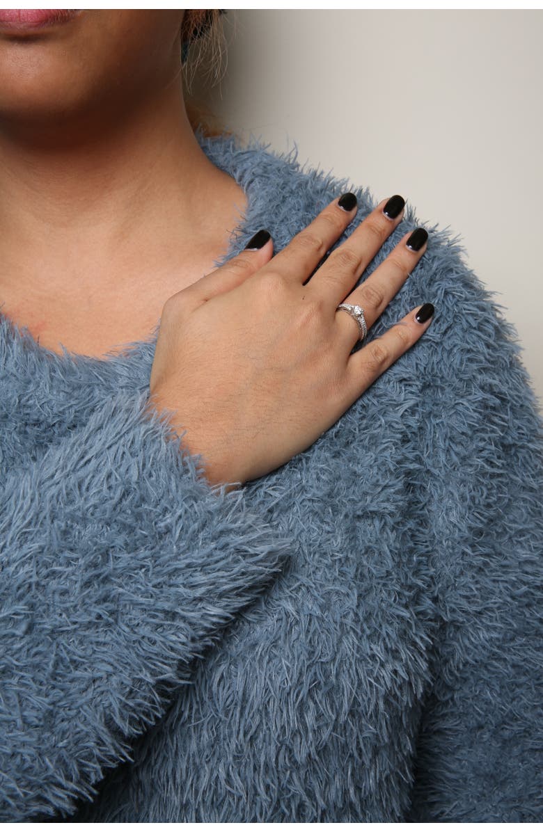 Haus of Brilliance 14K White Gold 1/2 Cttw Diamond Solitaire Pave Set Engagement Ring, Alternate, color, White