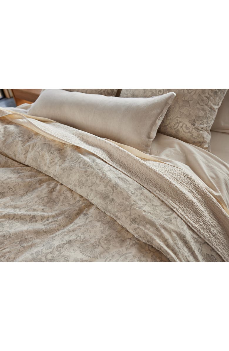 Coyuchi Solana Organic Cotton Duvet Cover, Alternate, color, Undyed W/ Grays Botanical
