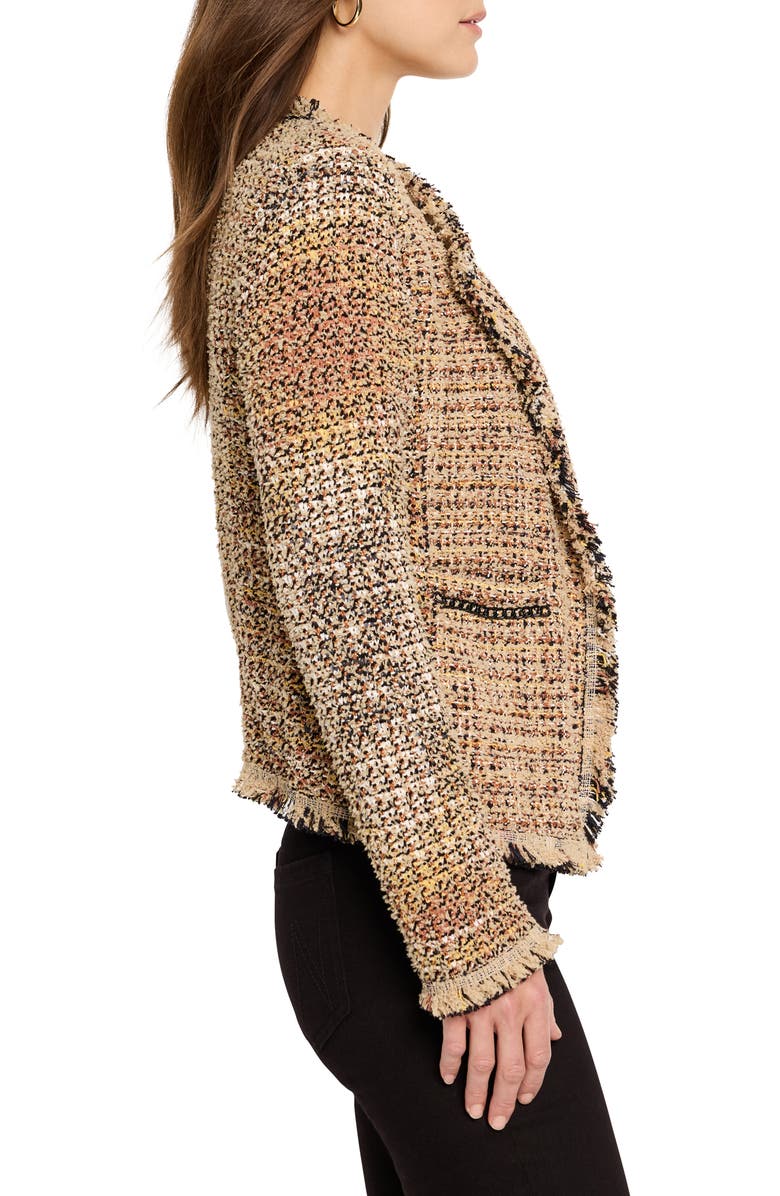 NIC+ZOE Chain Trim Fringe Knit Jacket, Alternate, color, Neutral Mix