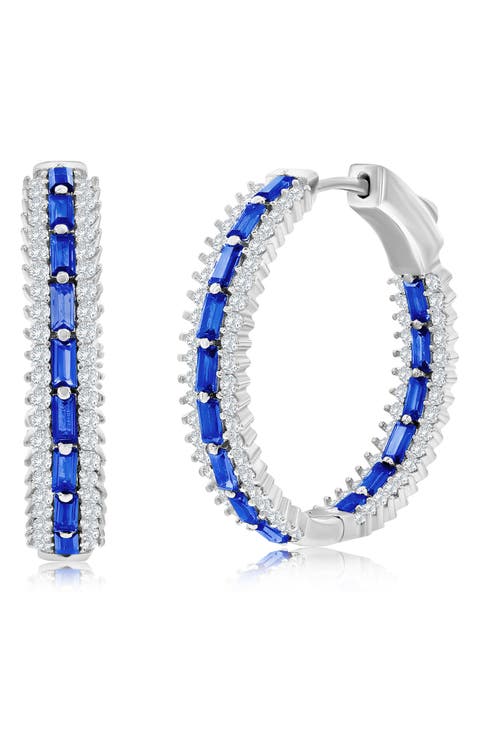 CZ & Lab-Grown Stone Hoop Earrings