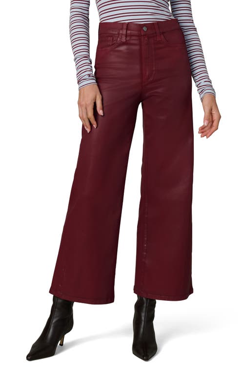 Joe's The Mia Coated High Waist Ankle Wide Leg Jeans In Burgundy
