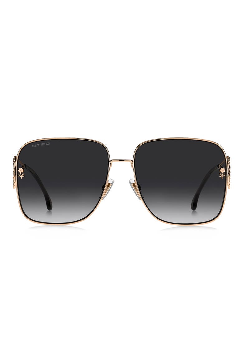 61mm Gradient Square Sunglasses, Main, color, ROSE GOLD/ DARK GREY SF