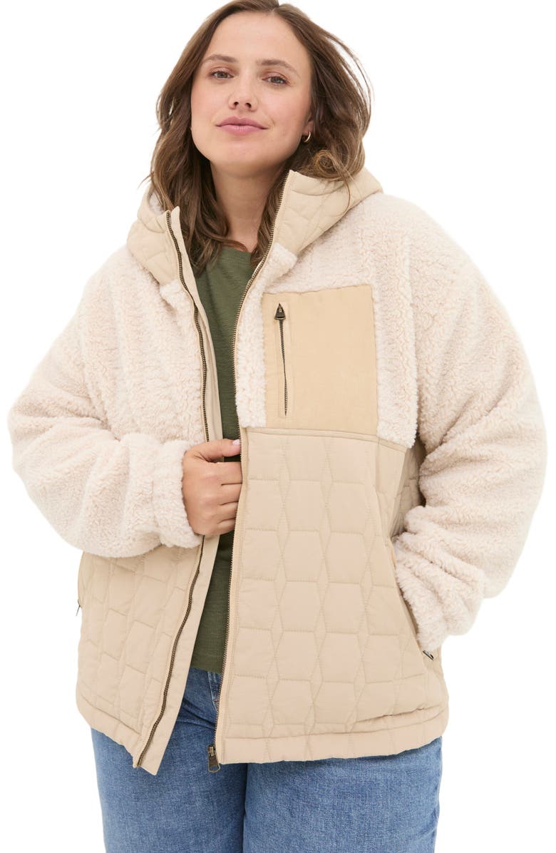 FatFace Women's Plus Size Honey Fleece Quilted Jacket, Main, color,