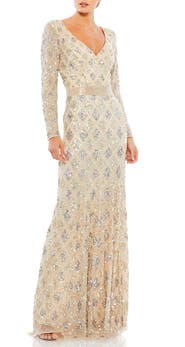 Mac Duggal Geometric Embellished Evening Gown