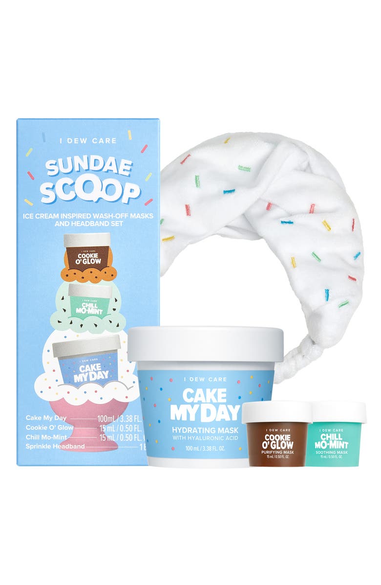 I DEW CARE Sunday Scoop Wash Off Masks & Headband Set, Main, color,