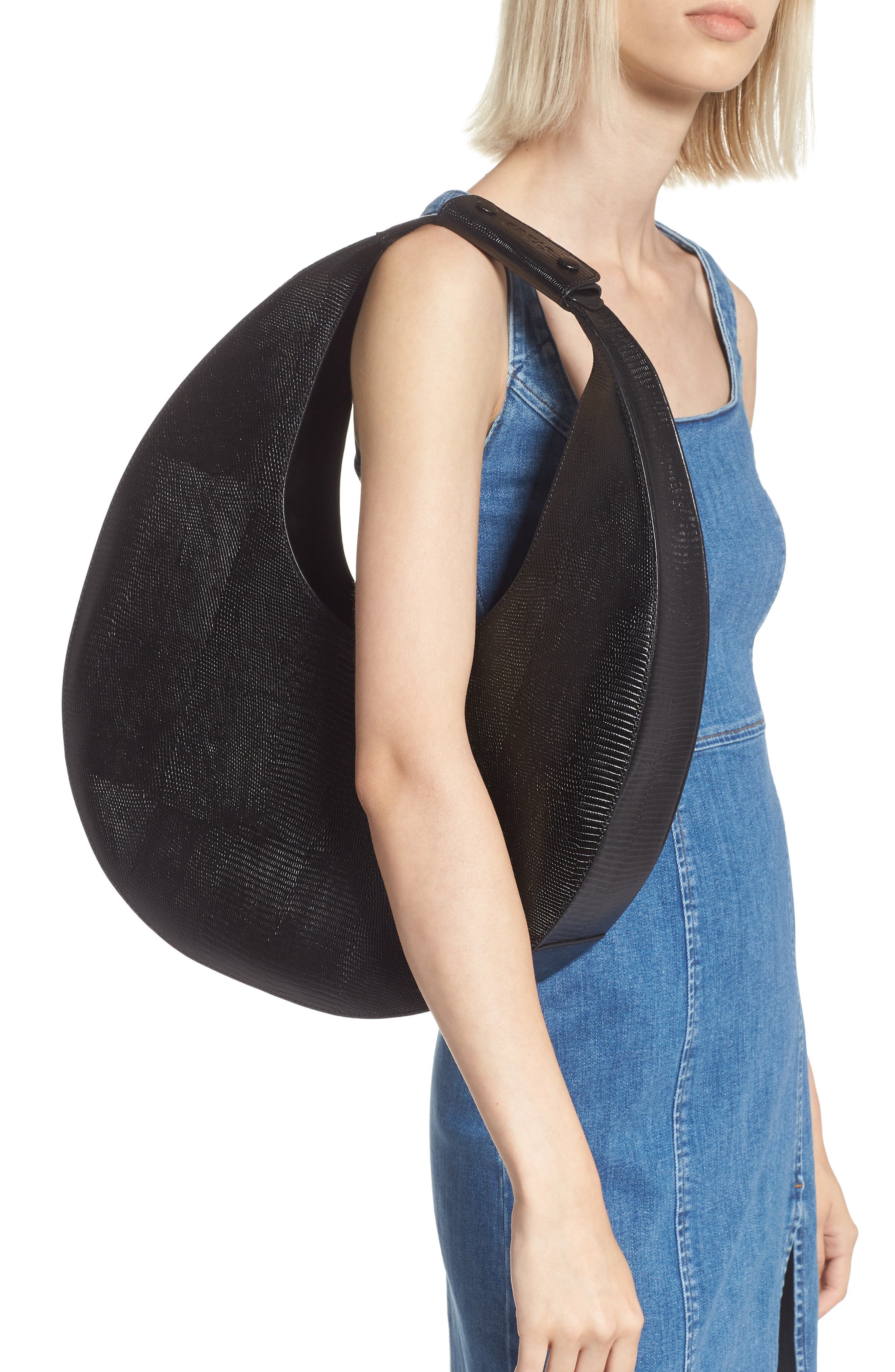 STAUD Large Moon Leather Bag, Alternate, color, 