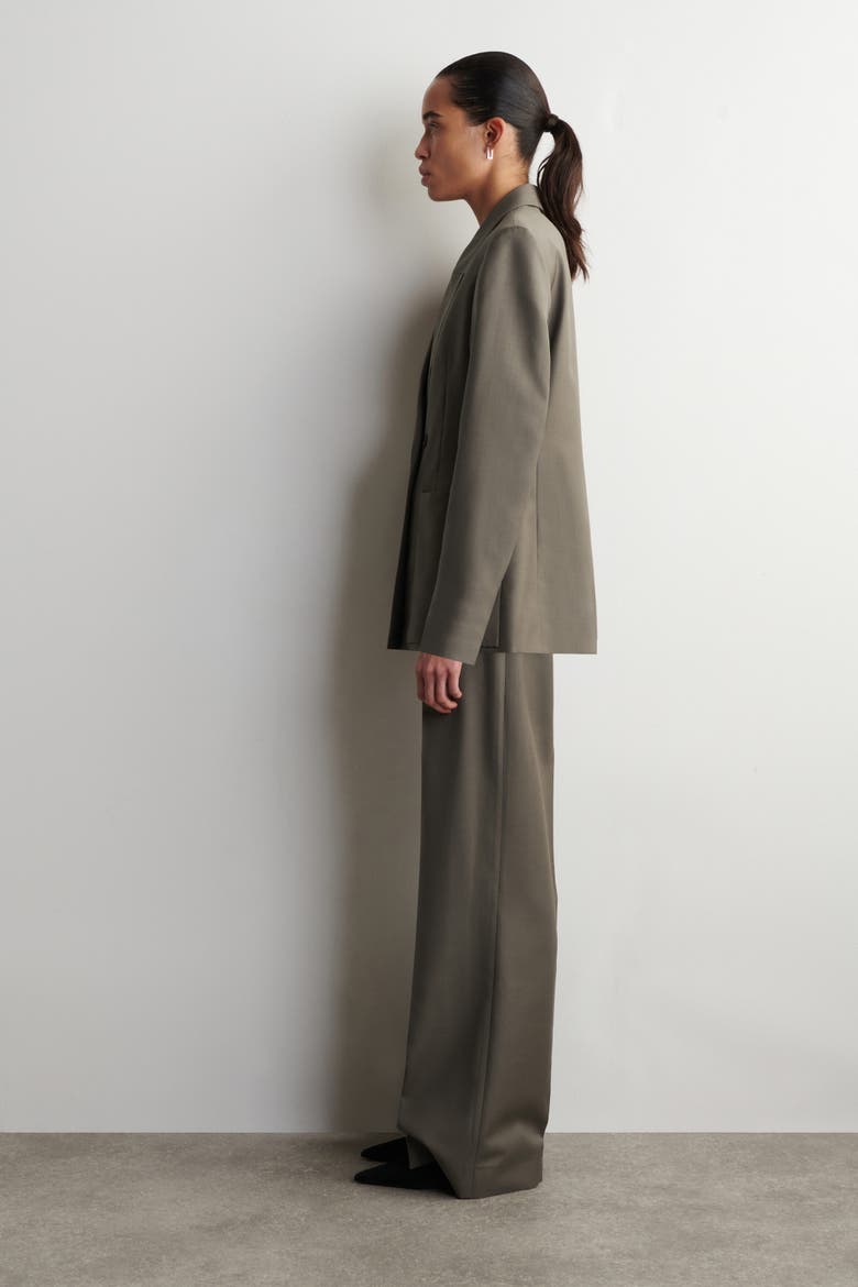 Double-Breasted Wool-Twill Blazer, Alternate, color, TAUPE