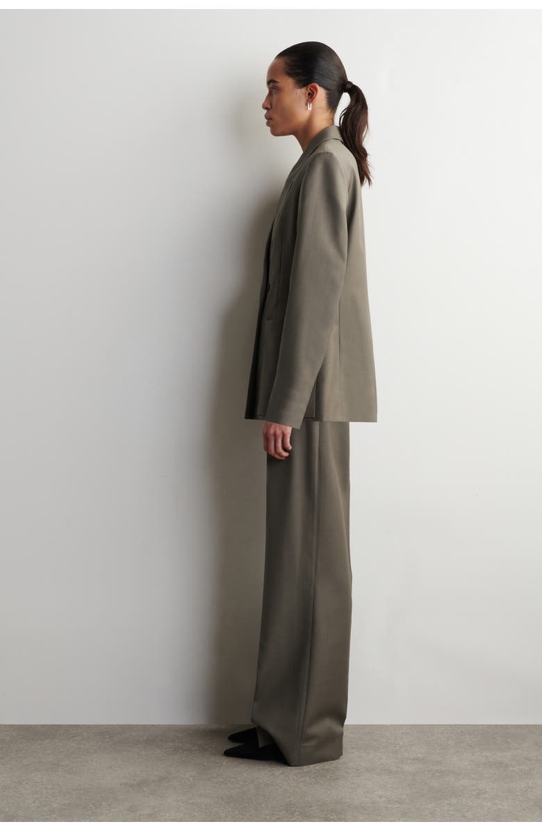 COS Double-Breasted Wool-Twill Blazer, Alternate, color, Taupe