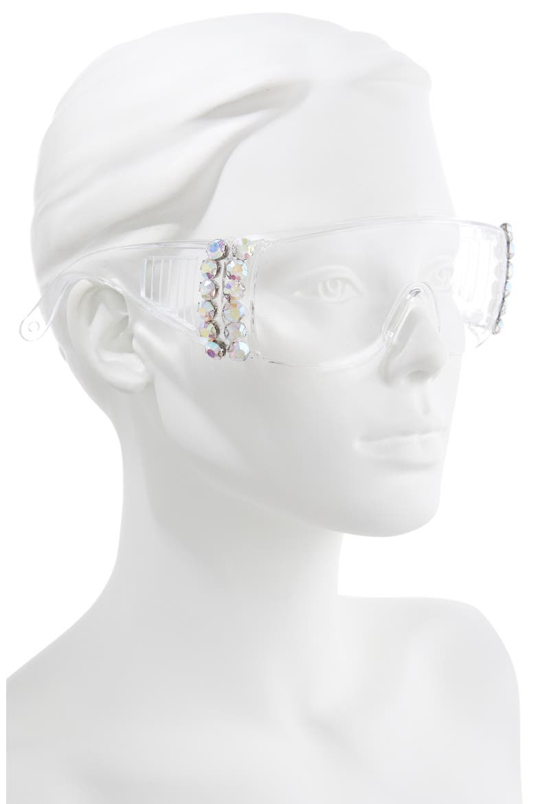 Crystal Embellished Shield Safety Glasses, Alternate, color, SILVER/ CLEAR