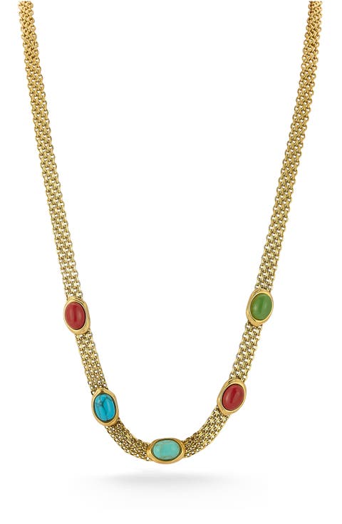 Gold Plated Resin Station Necklace