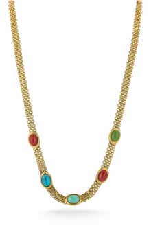 Gold Plated Resin Station Necklace