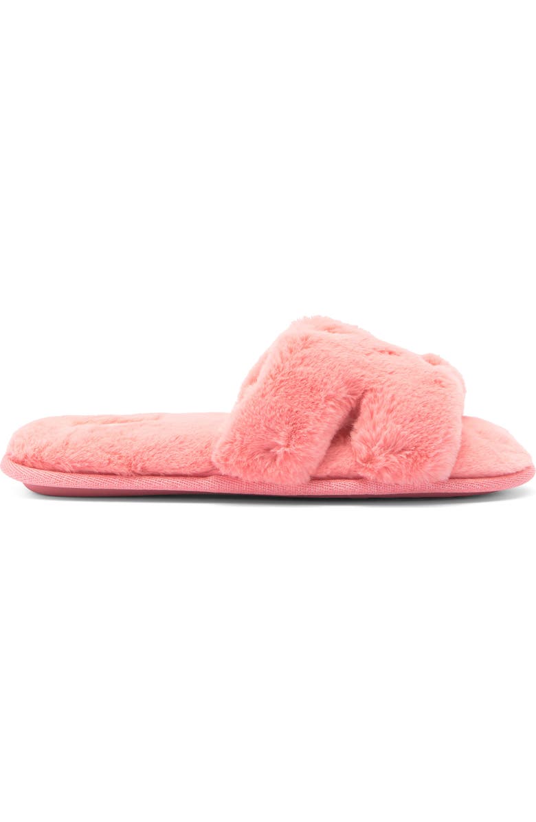 Honeydew H Band Plush Faux Fur Slipper, Alternate, color, Coral