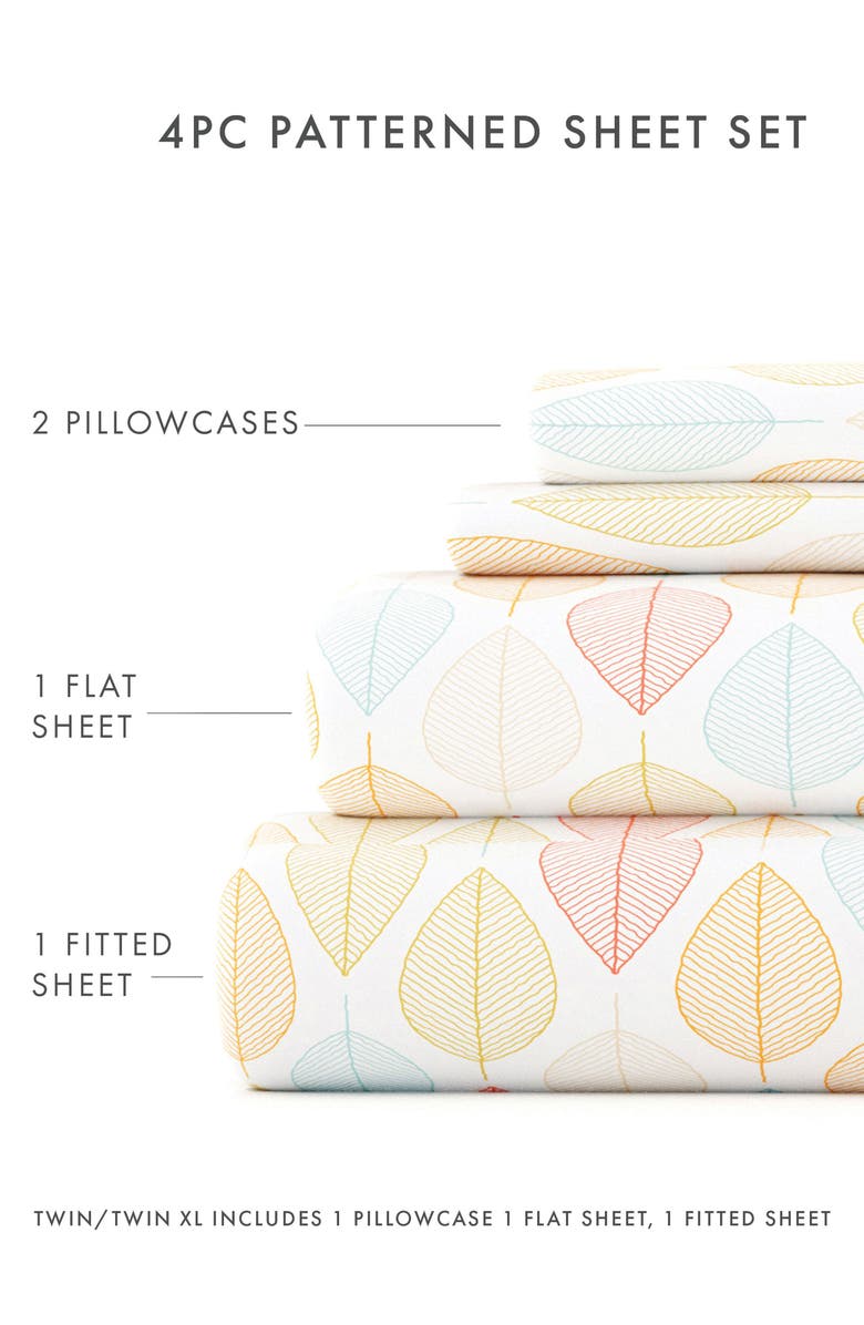 IENJOY HOME Elegant Fall Foliage Sheet Set, Alternate, color, Yellow