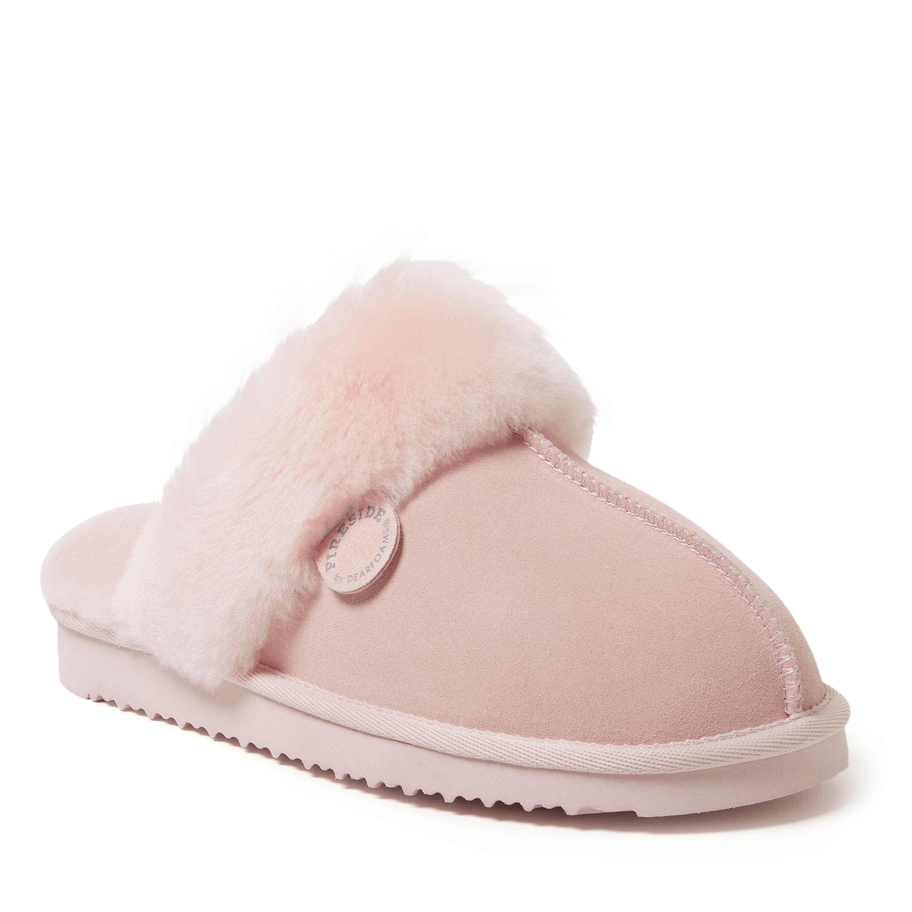 DEARFOAMS Fireside Sydney Genuine Shearling Scuff Slipper in Pink 