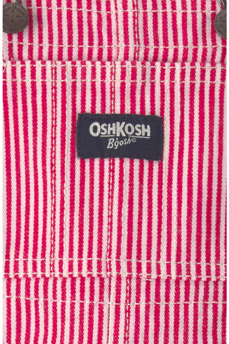 Print Stretch Cotton Twill Overalls, Alternate, color, RED HICKORY STRIPE