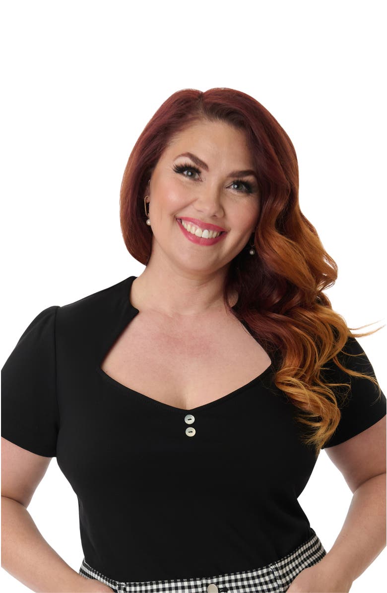 Unique Vintage Plus Size Pentagon Collar Knit Top, Alternate, color,