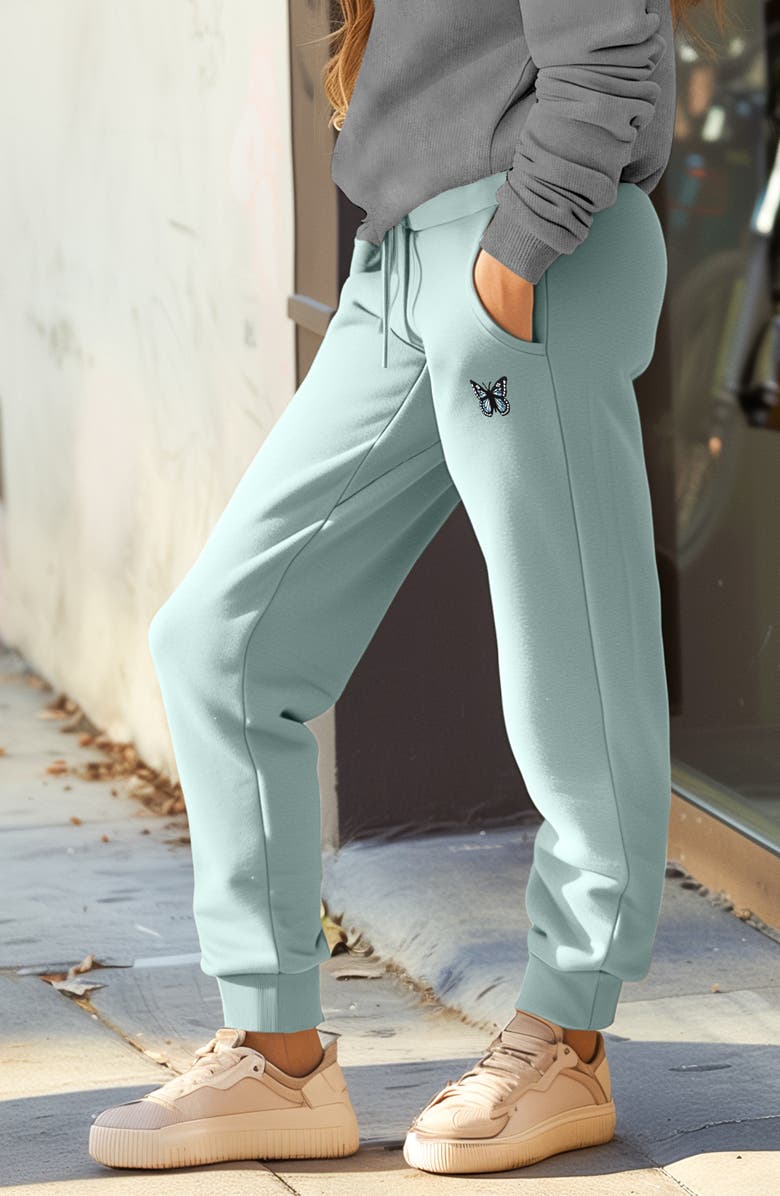 Dalix Womens Butterfly Midweight Fleece Jogger Pant, Alternate, color, Sea Foam