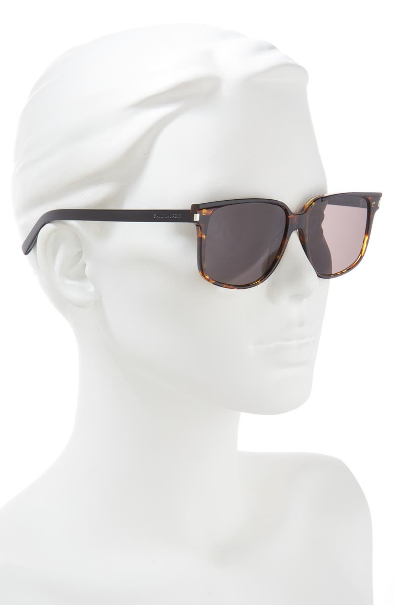 Saint Laurent 58mm Square Sunglasses, Alternate, color, Black Black Black