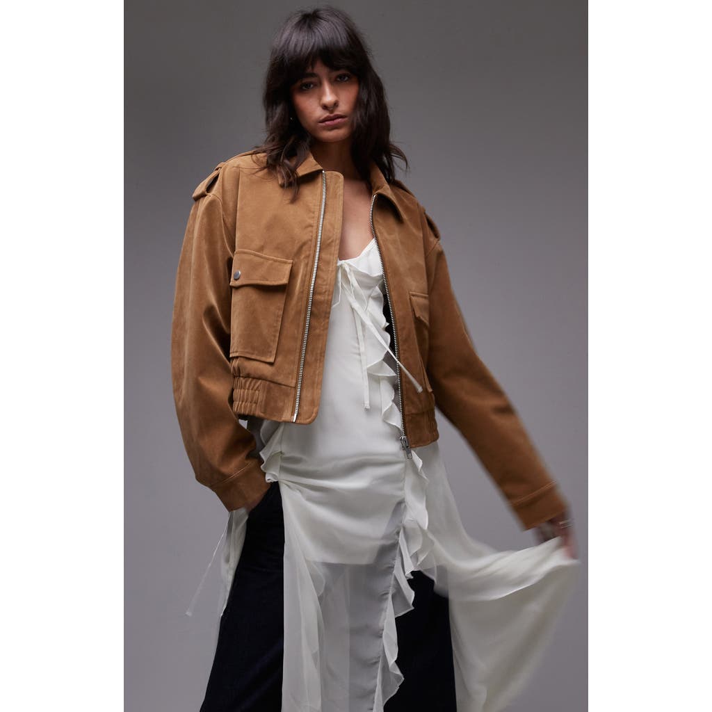 TOPSHOP TOPSHOP FAUX SUEDE JACKET