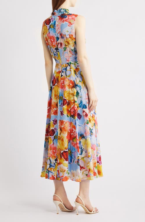 Shop Elie Tahari The Raquel Spring Morning Floral Print Sleeveless Dress In Spring Morning Print