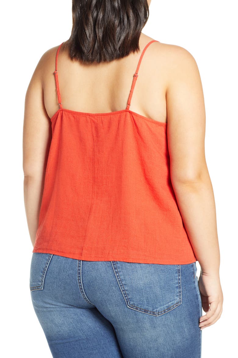 Linen Blend Camisole Top, Alternate, color, RED FIERY CD