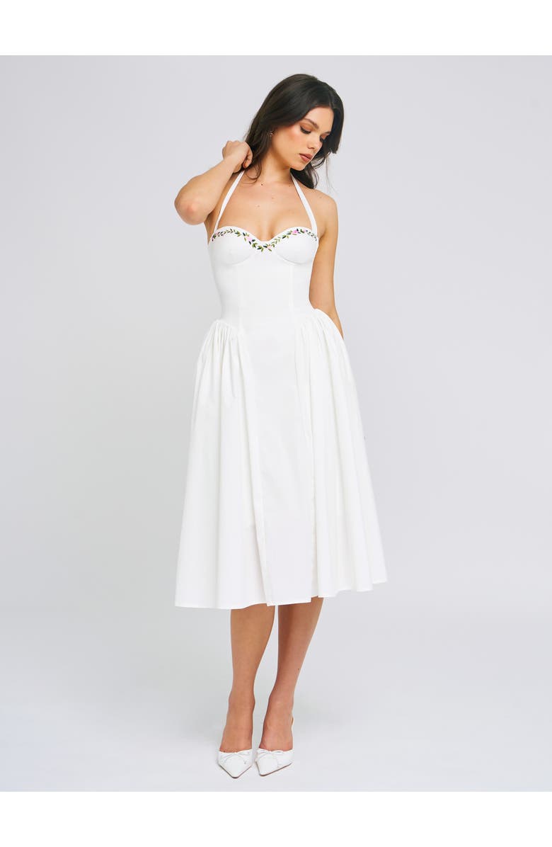 Miss Circle Gianna Embroidered Halter Maxi Dress, Alternate, color, White