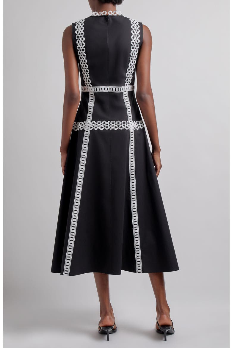 Eyelet Trim Sleeveless Cotton Dress, Alternate, color, BLACK/ WHITE