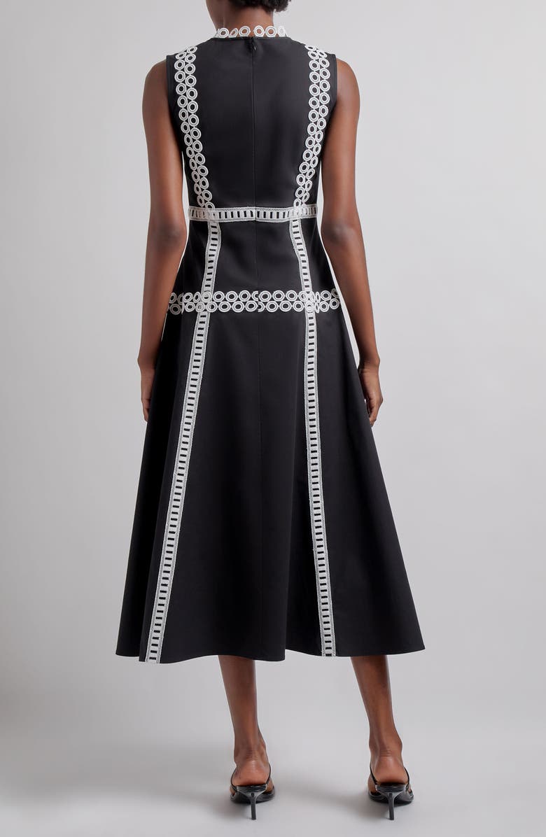 Misook Eyelet Trim Sleeveless Cotton Dress, Alternate, color, Black/ White