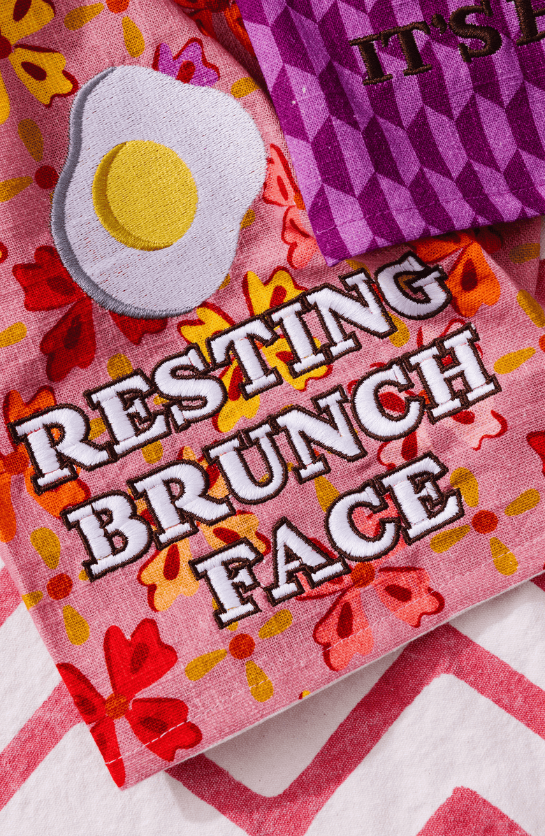 Furbish Resting Brunch Face Dish Towel, Alternate, color, Peach