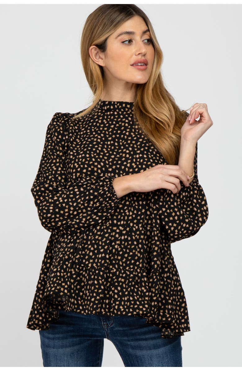 PinkBlush Animal Print Mock Neck Tiered Top, Main, color, 