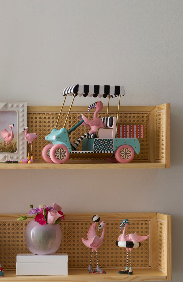 MACKENZIE CHILDS Patience Brewster Sheldon Flamingo Goes Golfing Figurine, Alternate, color, Teal Multi