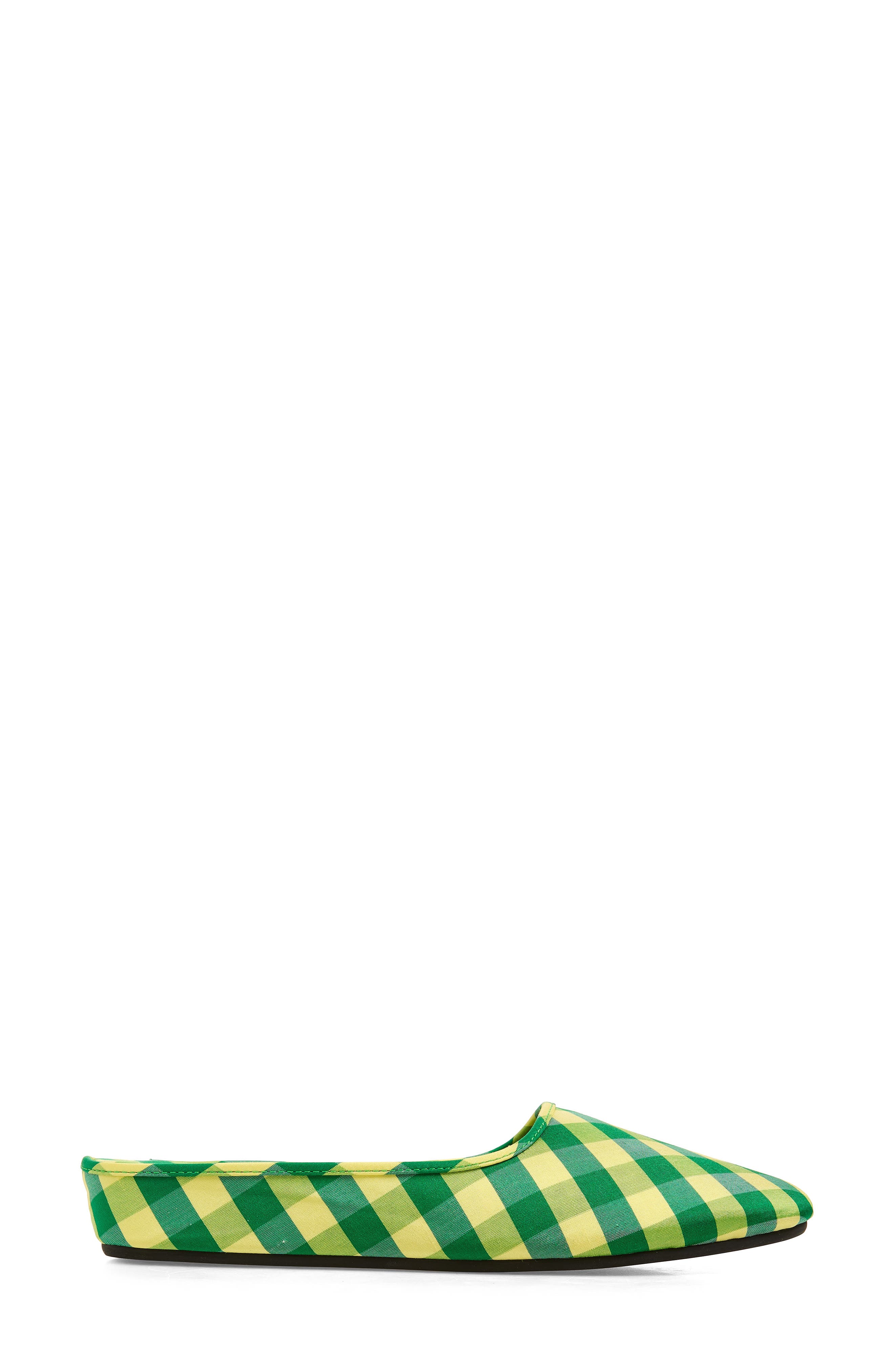 COMING OF AGE Gingham Check Silk Slipper, Alternate, color, Gingham Green Yellow