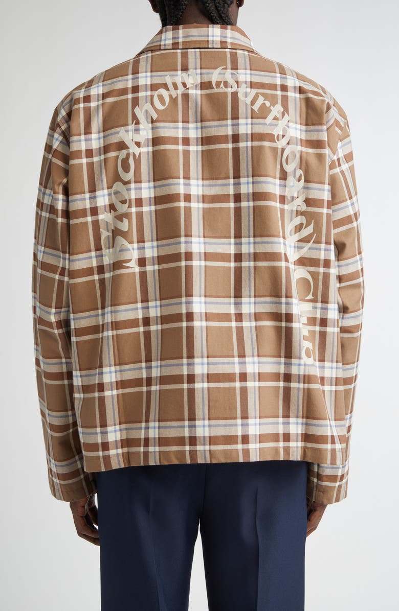 STOCKHOLM SURFBOARD CLUB Club Plaid Organic Cotton Overshirt, Alternate, color, Brown Check