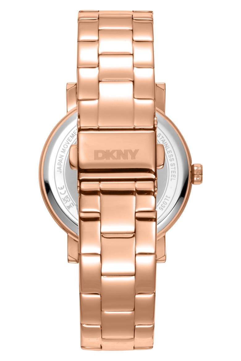 Three Hand Quartz Crystal Embellished Bracelet Watch, 36mm, Alternate, color, ROSE GOLD