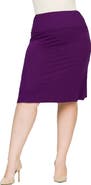 24seven Comfort Apparel A-Line Elastic Waist Knee Length Skirt