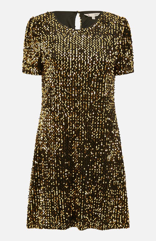 Yumi Sequin Tunic Mini Dress In Gold