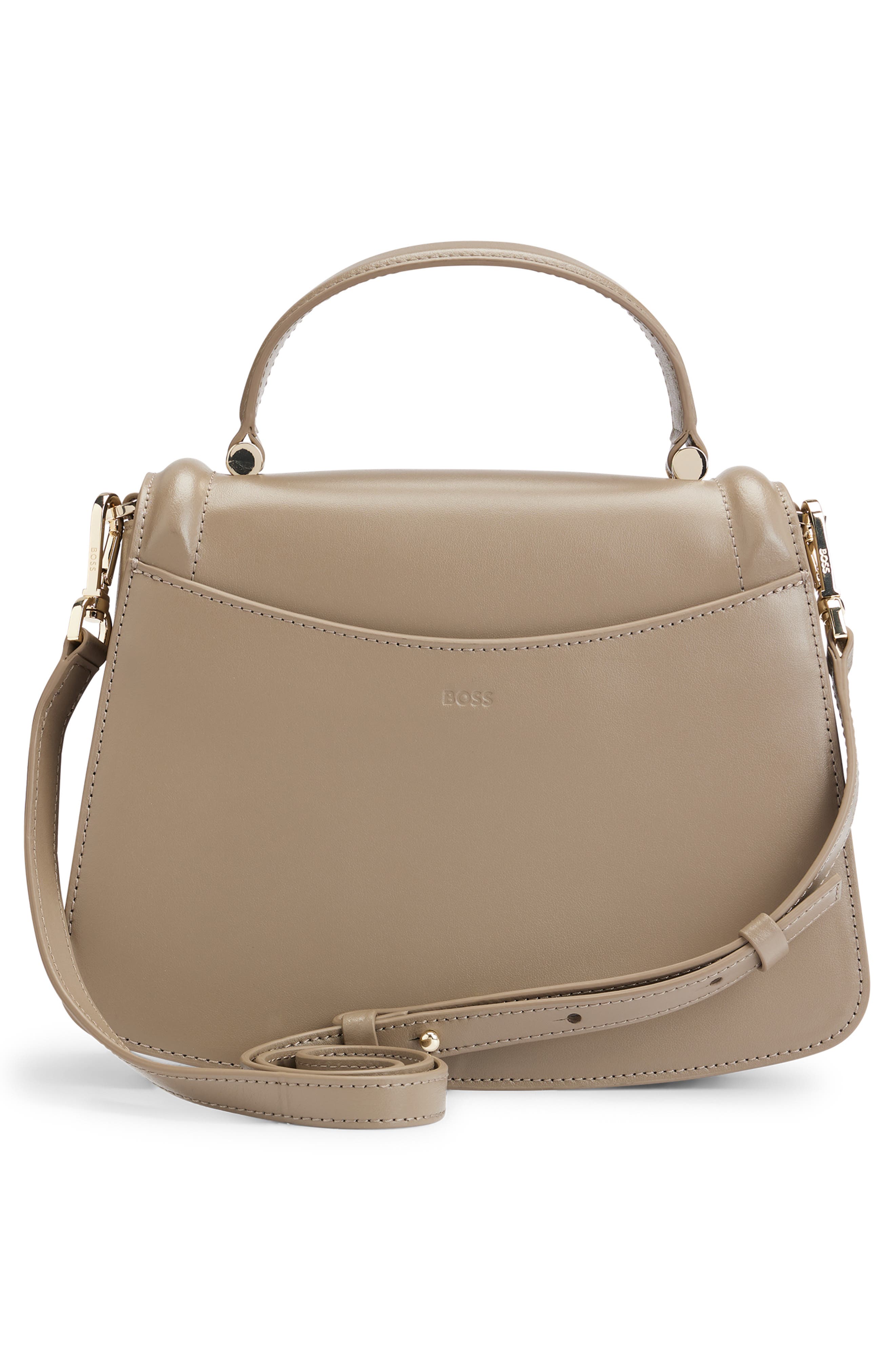 HUGO Ariell Leather Top Handle Bag, Alternate, color, Medium Brown