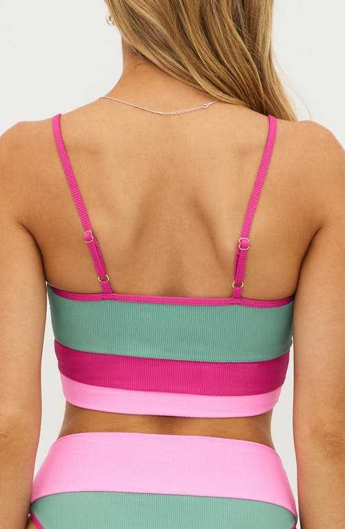 Beach Riot Eva Rib Colorblock Bikini Top In Sage Bloom Colorblock