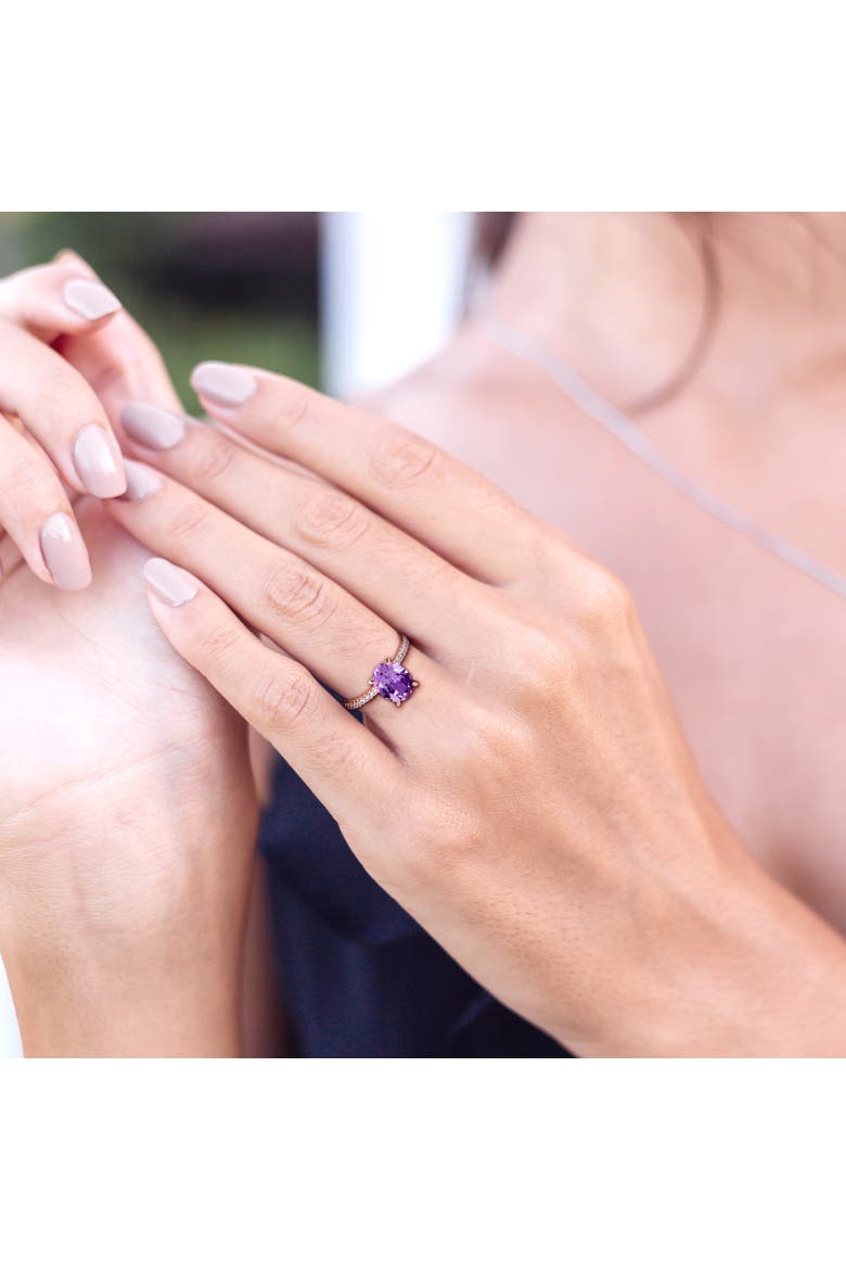 Amethyst & Diamond Oval Ring 14k, Alternate, color, Amethyst