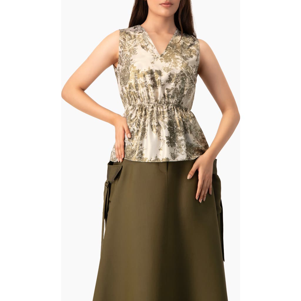 Ivonne Sleeveless Peplum Blouse In Green