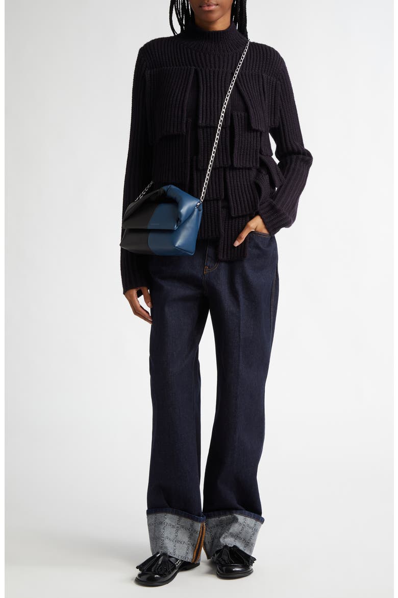 Logo Grid Cuff Hem Workwear Jeans, Alternate, color, INDIGO