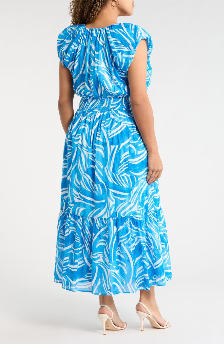 SUGARLIPS Canton Tropics Mecily Smocked Waist Cotton Maxi Dress, Alternate, color, White-Blue-Multi