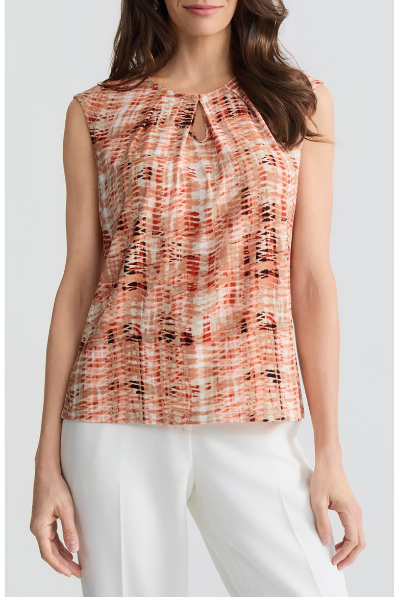 Print Keyhole Sleeveless Top, Main, color, MANDARIN MULTI