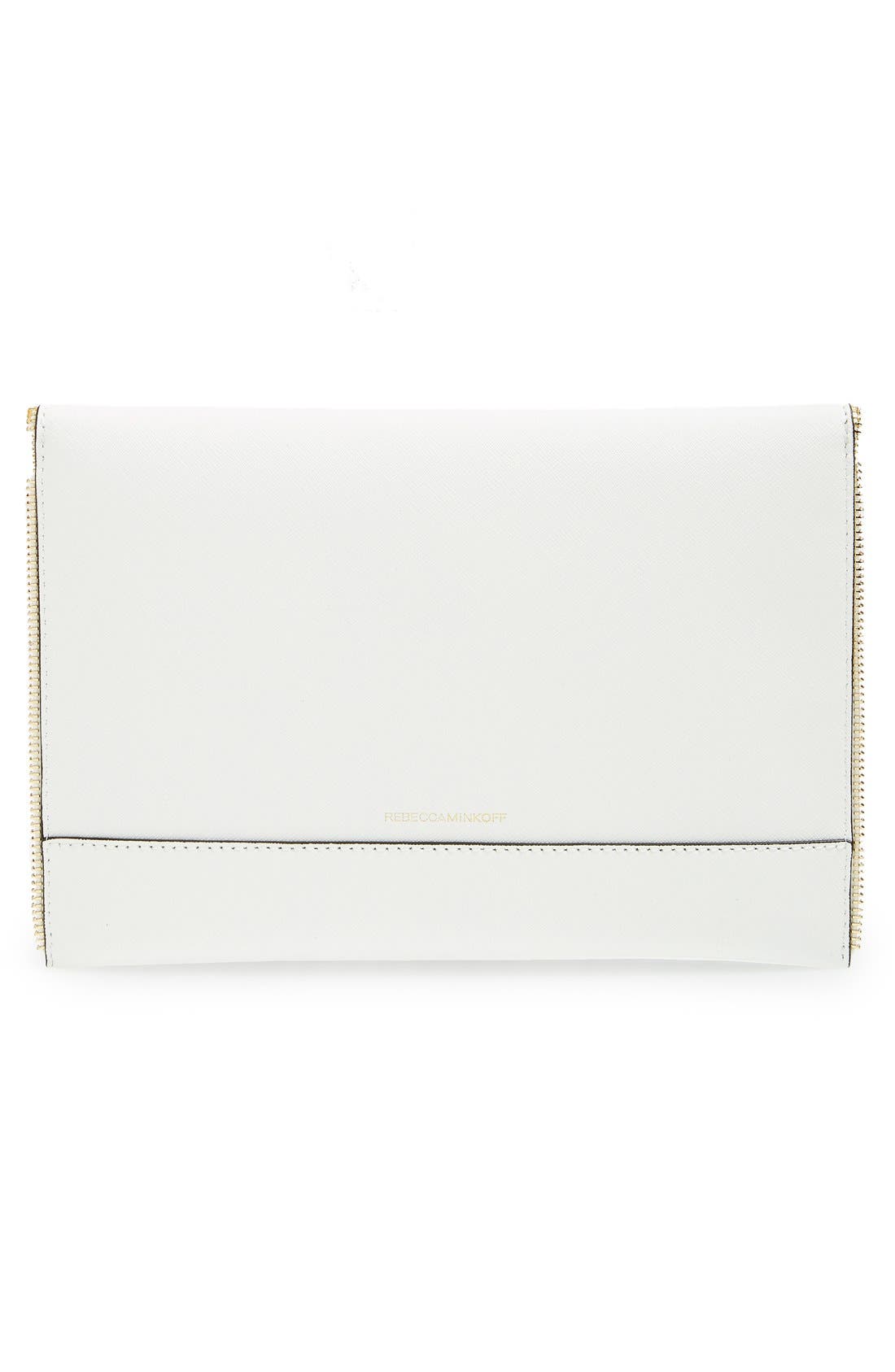 'Leo' Envelope Clutch, Alternate, color, WHITE