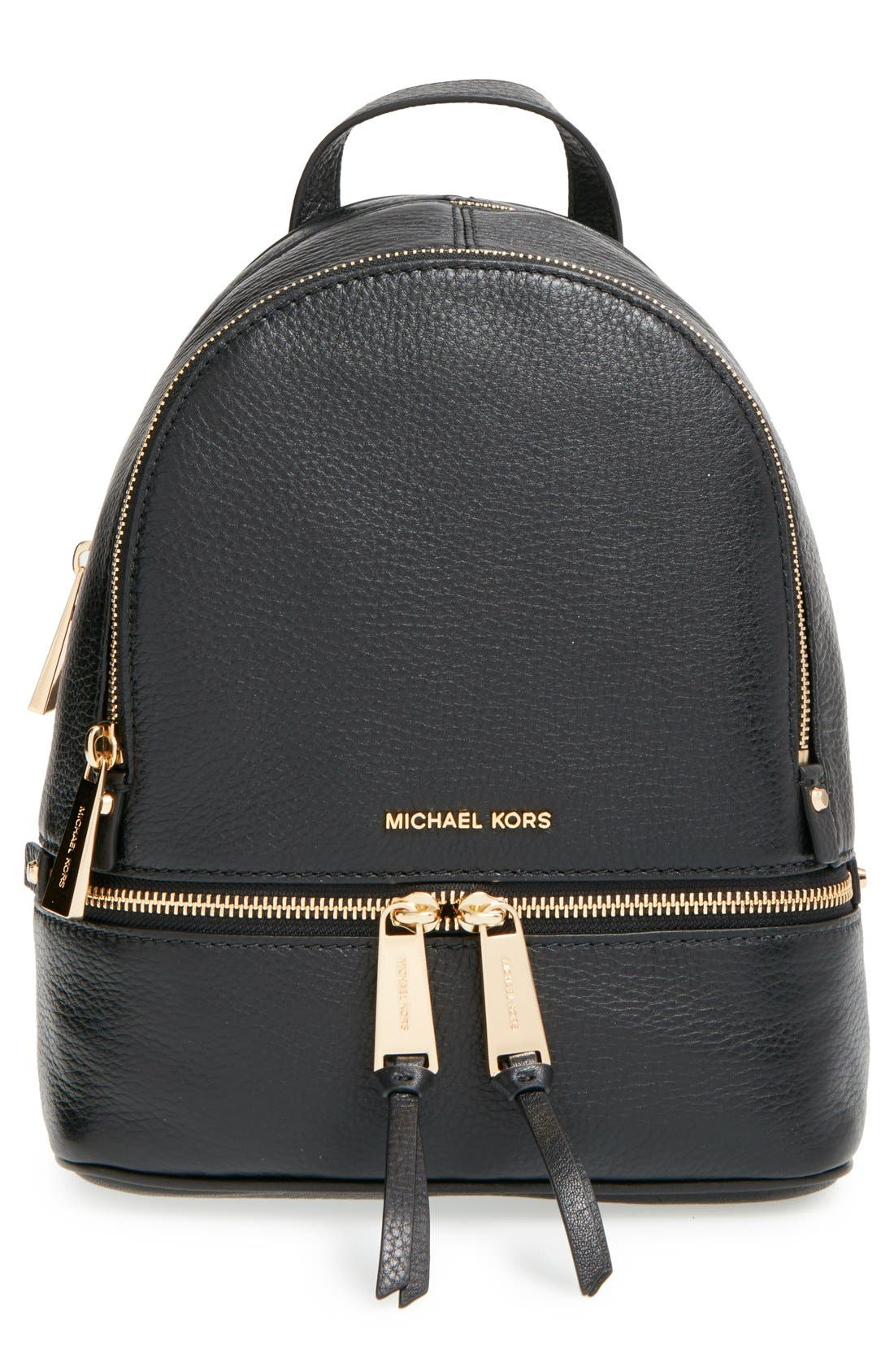 MICHAEL Michael Kors 'Extra Small Rhea Zip' Leather Backpack, Main, color, 