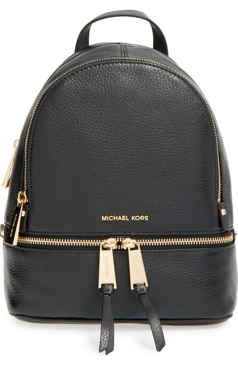 MICHAEL Michael Kors 'Extra Small Rhea Zip' Leather Backpack, Main, color,