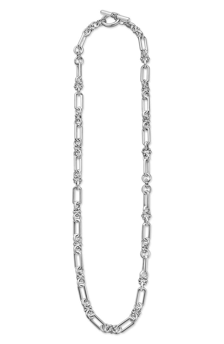 LAGOS Petite Sterling Silver Caviar Link Necklace, Alternate, color, Silver