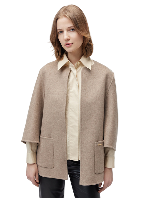 Patch Pocket Cashmere Poncho Jacket