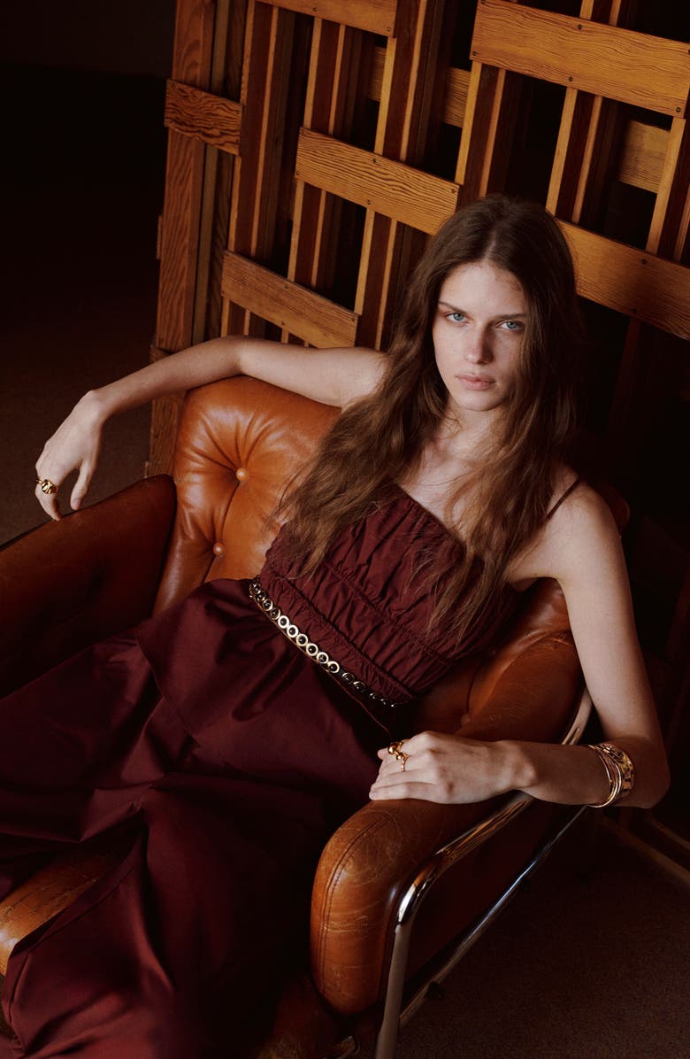 MANGO Shirred Stretch Cotton Camisole, Alternate, color, Burnt Orange